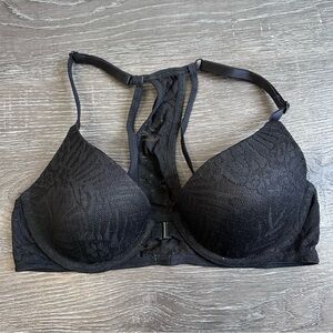 PINK Victoria’s Secret Racerback Lace Push-Up Bra in Black